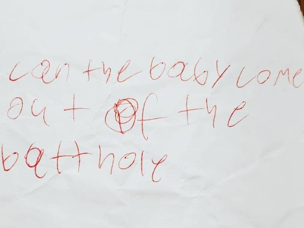 Sex Ed Question 2 Funny sex ed question on paper - Can the baby come out of the butthole?