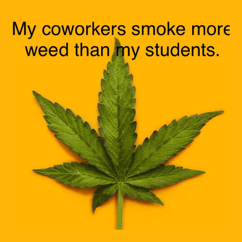 Teacher secret that reads, "My coworkers smoke more weed than my students."