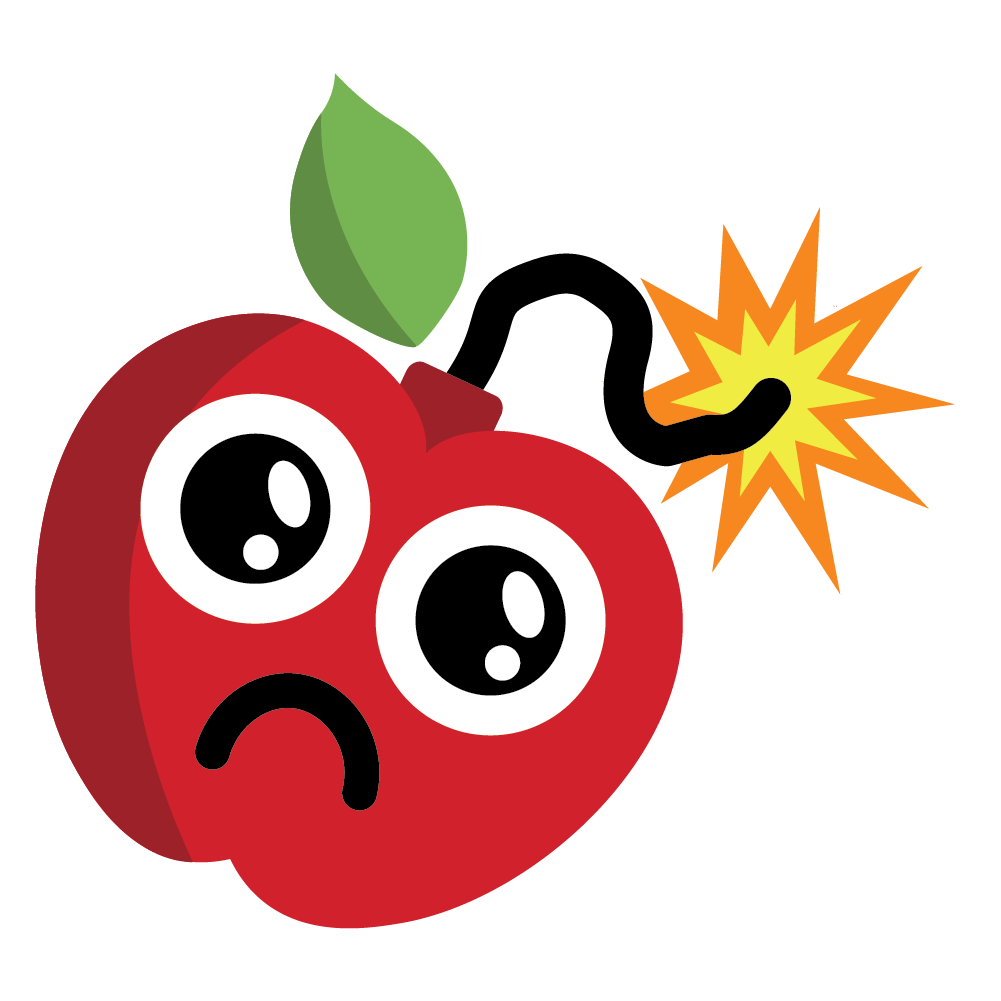 Sad apple bomb icon.