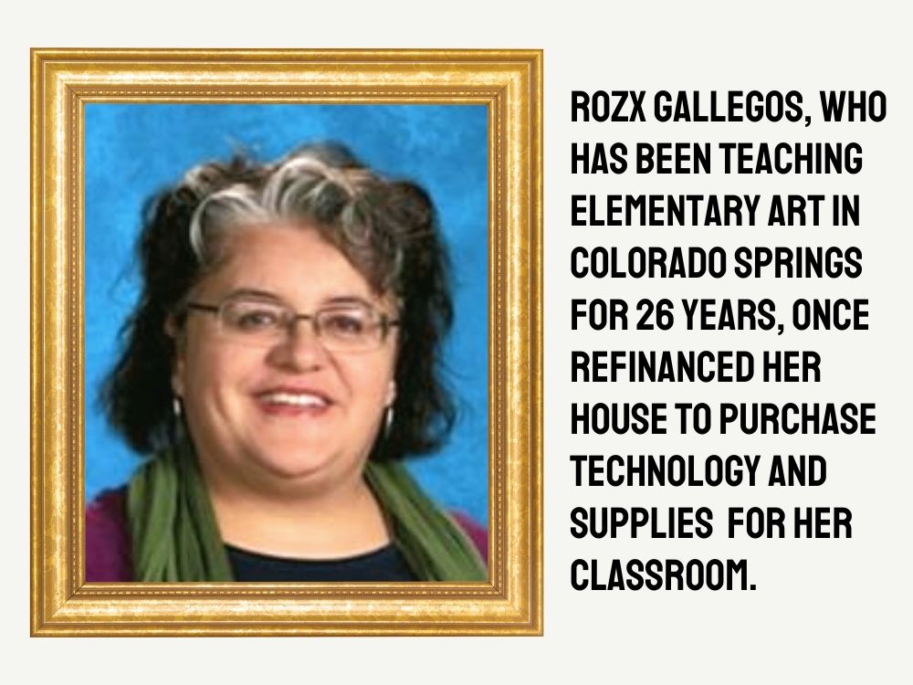 Picture of Rozx Gallegos who refinanced her home to afford school supplies in her classroom.