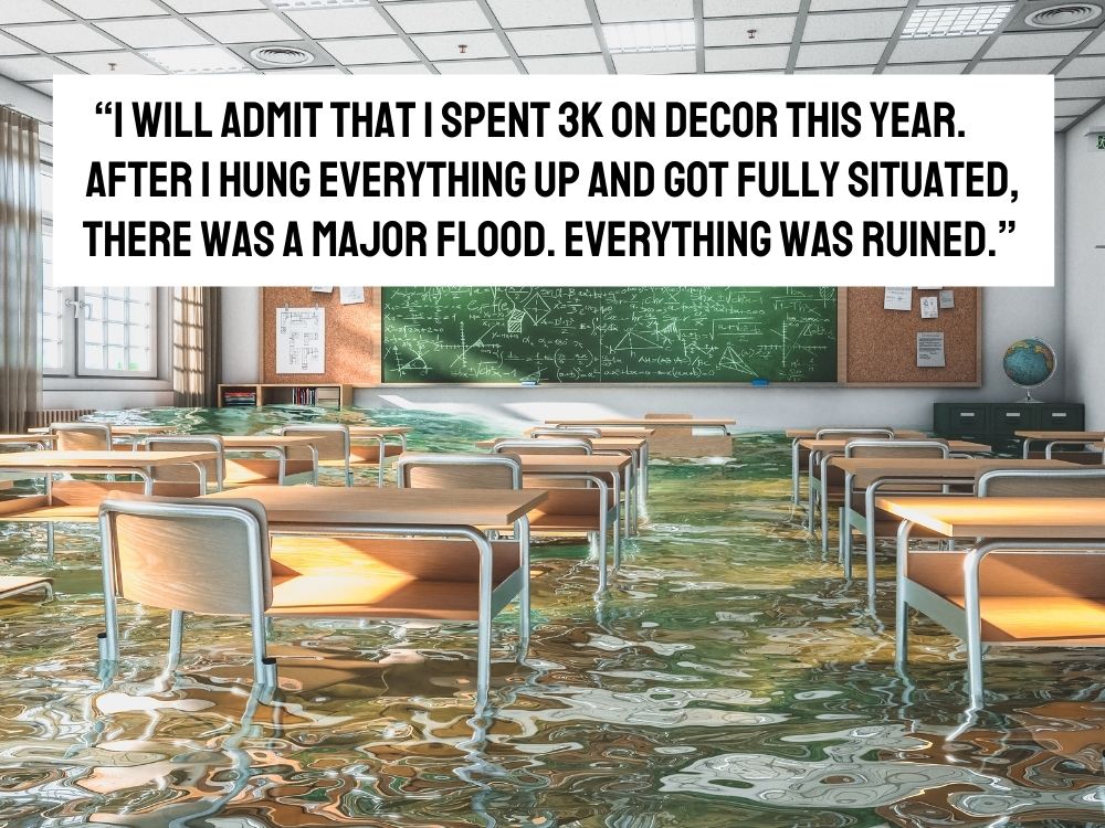 Flooded classroom.